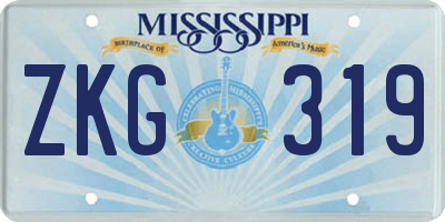 MS license plate ZKG319