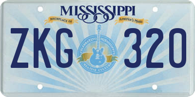 MS license plate ZKG320