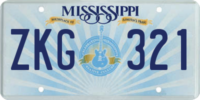 MS license plate ZKG321