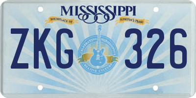 MS license plate ZKG326