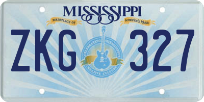 MS license plate ZKG327