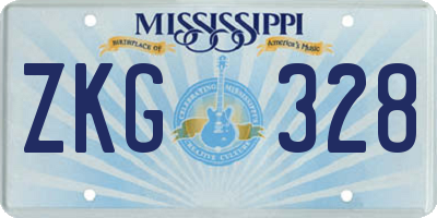 MS license plate ZKG328