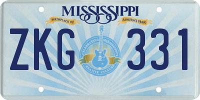MS license plate ZKG331