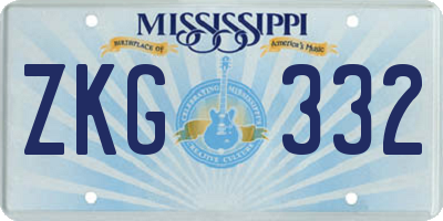 MS license plate ZKG332