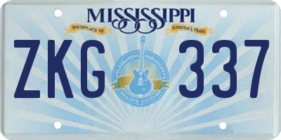 MS license plate ZKG337