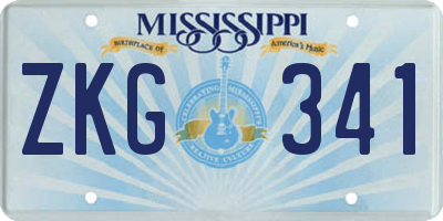 MS license plate ZKG341