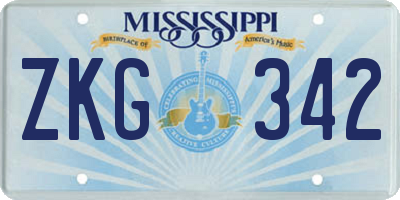 MS license plate ZKG342
