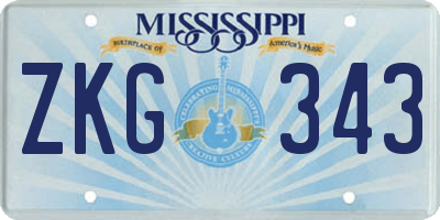 MS license plate ZKG343