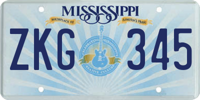 MS license plate ZKG345