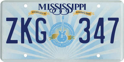 MS license plate ZKG347