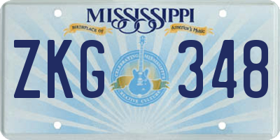 MS license plate ZKG348
