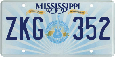 MS license plate ZKG352