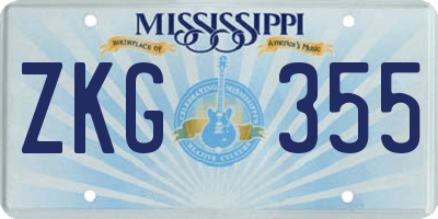 MS license plate ZKG355