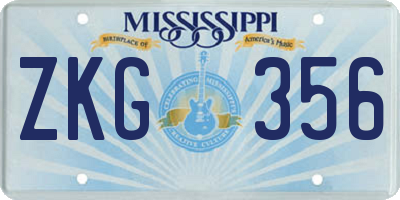 MS license plate ZKG356