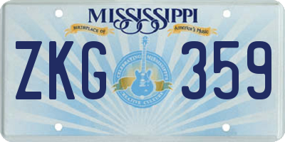 MS license plate ZKG359