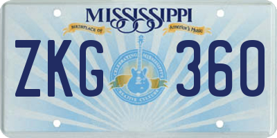 MS license plate ZKG360