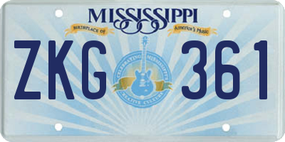 MS license plate ZKG361