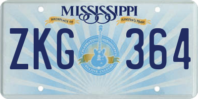 MS license plate ZKG364
