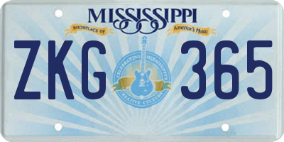 MS license plate ZKG365