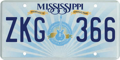 MS license plate ZKG366