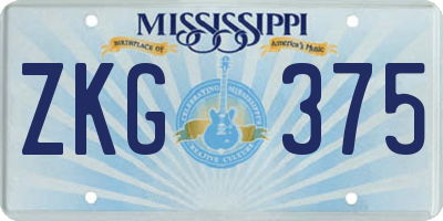 MS license plate ZKG375