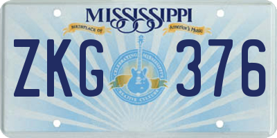 MS license plate ZKG376