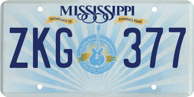 MS license plate ZKG377