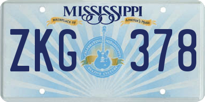 MS license plate ZKG378