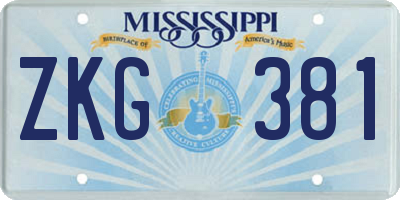 MS license plate ZKG381