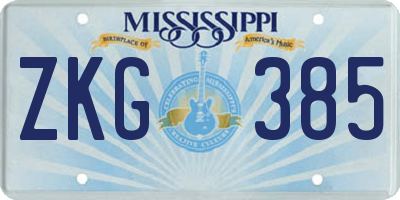 MS license plate ZKG385