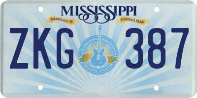 MS license plate ZKG387
