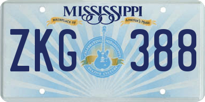 MS license plate ZKG388