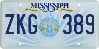 MS license plate ZKG389