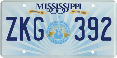 MS license plate ZKG392