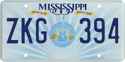 MS license plate ZKG394