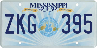 MS license plate ZKG395