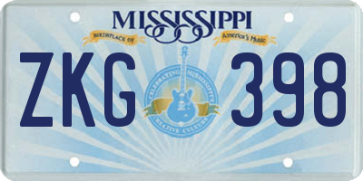 MS license plate ZKG398