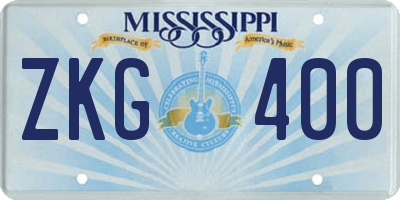 MS license plate ZKG400