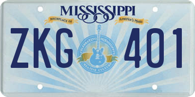 MS license plate ZKG401