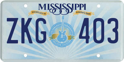 MS license plate ZKG403