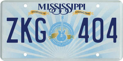 MS license plate ZKG404