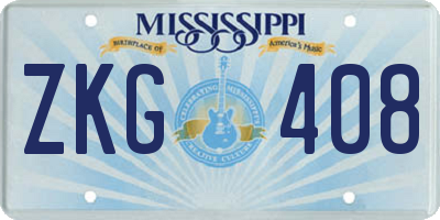 MS license plate ZKG408