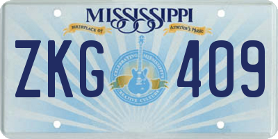 MS license plate ZKG409