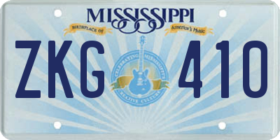 MS license plate ZKG410