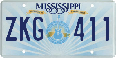 MS license plate ZKG411