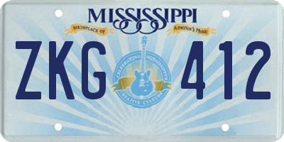 MS license plate ZKG412