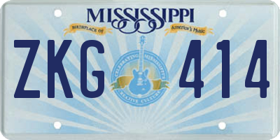 MS license plate ZKG414