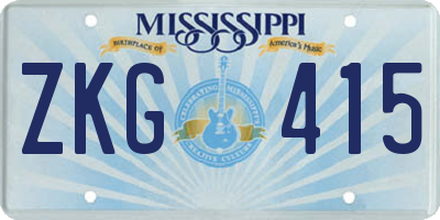 MS license plate ZKG415