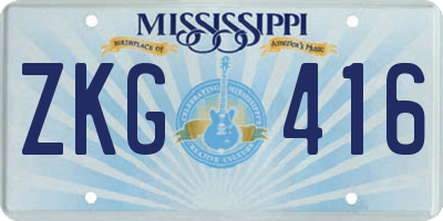 MS license plate ZKG416