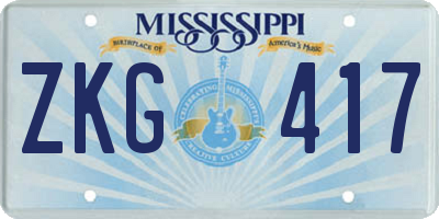 MS license plate ZKG417